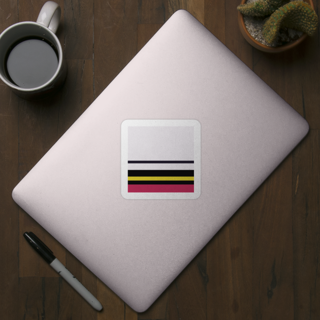 A fashionable medley of Anti-Flash White, Dark, Almost Black, Dark Pink and Sandstorm stripes. by Sociable Stripes